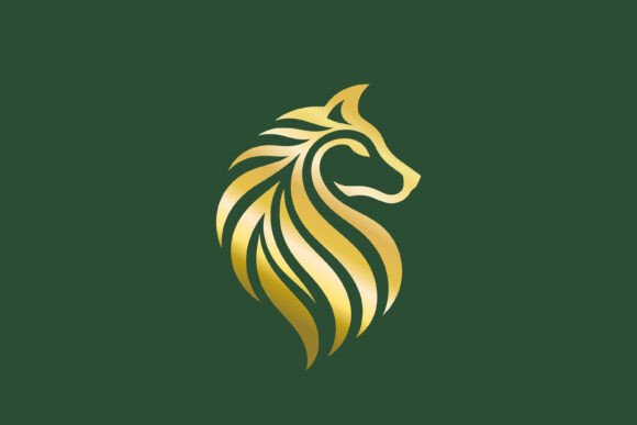 Abstract Gold Wolf Logo Luxury Majestic
