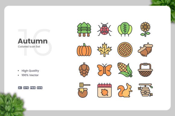 Autumn Colored Icons for Modern Design Projects