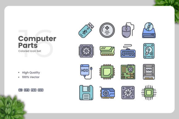 Computer Partsa Colored Icons