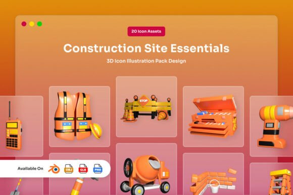 Construction Site Essentials 3D Icon