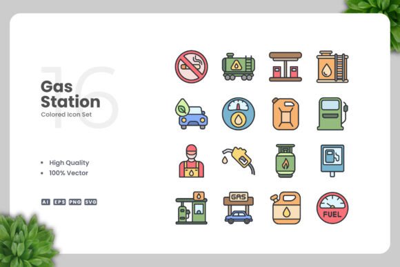 Gas Station Colored Icons: A Modern Design Solution for Creative and Business Needs