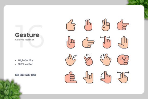 Gesture Colored Icons for Modern Design