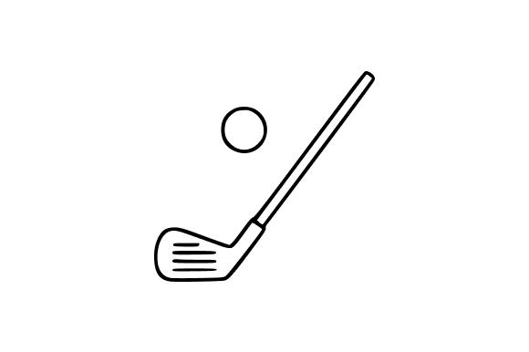 Golf Club and Ball Line Art