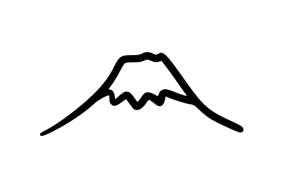 Hand-drawn Black Outline Mount Fuji