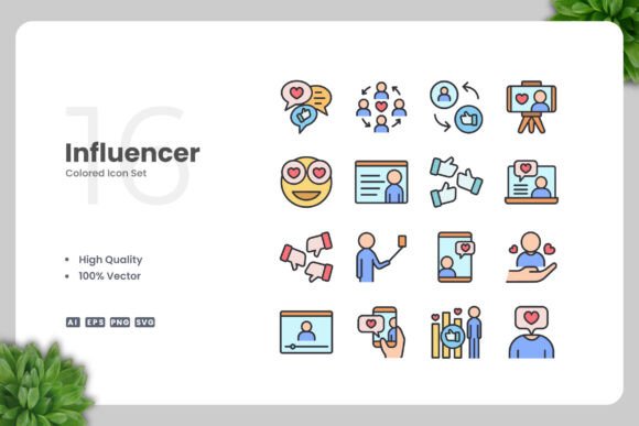 Influencer Colored Icons: A Versatile Design Solution for Modern Projects