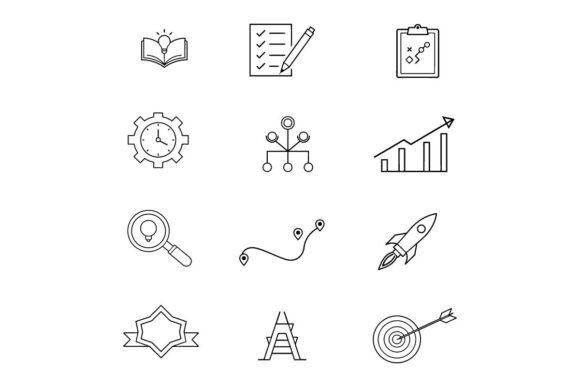 Inspiration and Brainstorm Line Icons Co
