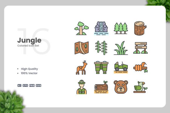 Jungle Colored Icons for Every Project