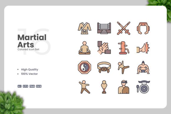 Martial Arts Colored Icons: A Versatile Design Solution for Modern Creatives