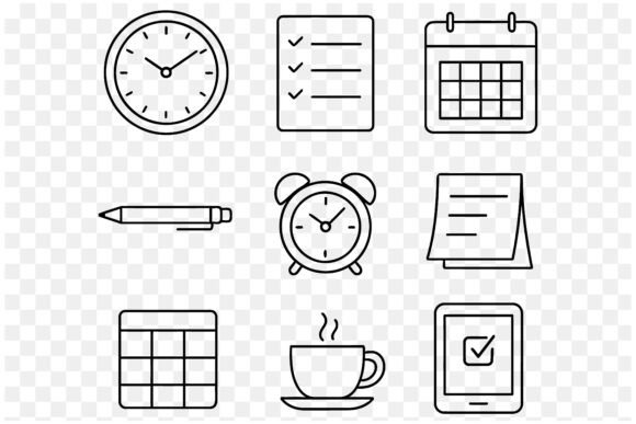 Minimalist Productivity Icons for Streamlined Time Management