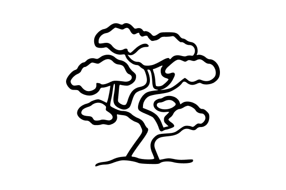 Outline Bonsai Tree: A Versatile Design Asset for Creative Professionals