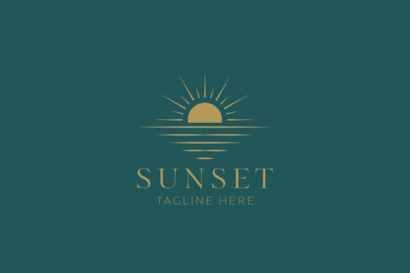 Sunset Minimalist Elegant Logo Beach