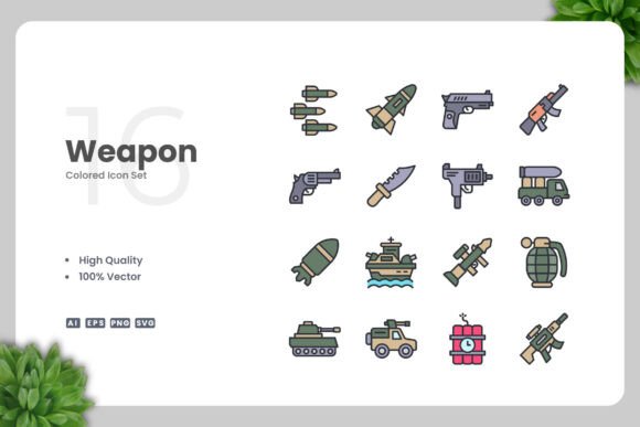 Weapon Colored Icons: A Versatile Design Asset for Modern Projects