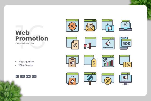 Web Promotion Colored Icons for Every Need
