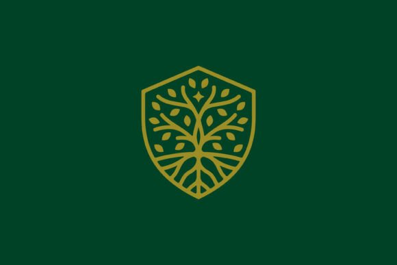 Wood Tree Abstract Linear Shield Forest: A Versatile Design for Modern Branding