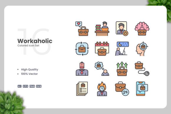 Workaholic Colored Icons for Streamlined Design Workflows
