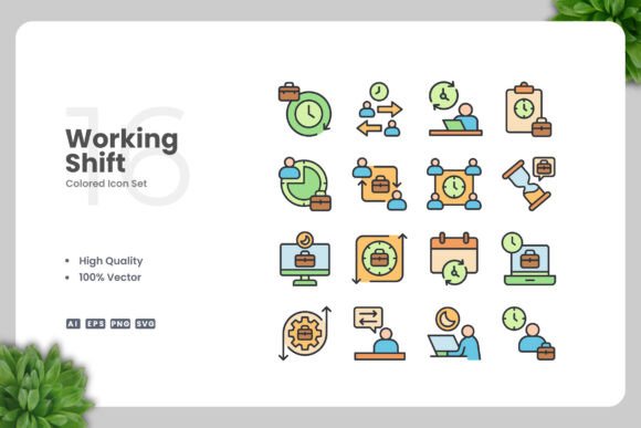 Working Shift Colored Icons for Streamlined Design Workflows